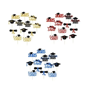12x Graduation Cupcake Toppers 2025, Food Decorations Class of 2025 Cake Topper - Picture 1 of 21
