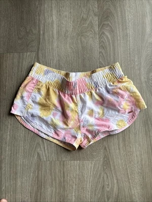 Volcom Tie Dye Shorts Women’s S Pink Yellow Purple Athletic Pull On Back Pocket - Image 1 of 4