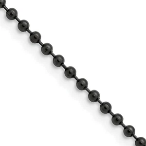 Cadena de bolas de acero inoxidable pulido negra chapada en IP 2,4 mm 18 pulgadas - Imagen 1 de 4