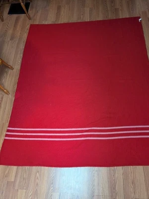 Pottery Barn Kids Blanket Red French Stripe 86x70 Acrylic Soft Throw  - Image 1 of 4