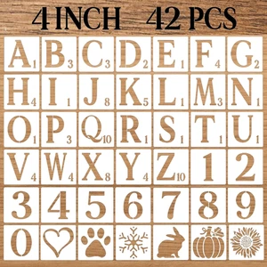 4 Zoll Buchstabenschablonen Zahlen Bastelschablonen, 42 Stück Wiederverwendbar Kunststoff Alphabet - Bild 1 von 7
