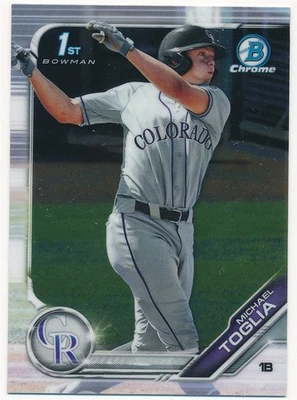 MICHAEL TOGLIA 2019 BOWMAN CHROME #BDC-64 COLORADO ROCKIES BASEBALL MINT - Image 1 of 2