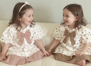 Girls Cute Comfy Outfit | Bow Top & Shorts | Multicolor| Summer Essential - Picture 1 of 4