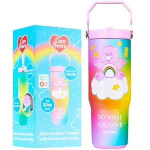 Care Bears Tumbler with Straw 30oz Kids Teens Insulated Cup with Lid Handle T... - Picture 1 of 6