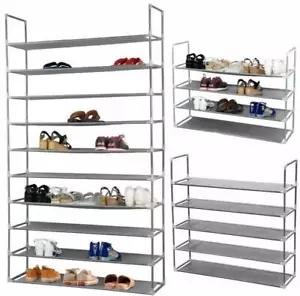 10-Tiers 50 Pair Shoe Tower Rack Large Storage Space Organizer Free Standing - Picture 1 of 5