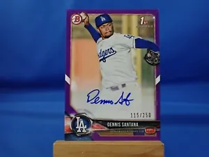 Dennis Santana Bowman 2018 Prospects Autograph Auto Dodgers Purple /250 - Picture 1 of 2