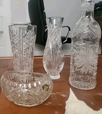 4 jarrones de cristal hechos a mano de Polonia  Foto 1 de 4
