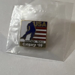 1988 Winter Olympics Calgary USA Men's Ice Hockey Team Pin Pinback Button NIP!!! - Picture 1 of 3
