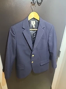 Lands’ End Boy's Blazer Jacket Navy Blue 45% Wool Lined Brass Buttons Size 12 - Picture 1 of 6