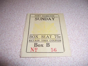 1930 FORT HAMILTON SUNDAY BOX SEAT TICKET STUB - Picture 1 of 2
