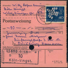 Köln-Vingst,  40 Pf. Cept 1961 als EF. auf Postanweisung  20,-  1961, Duisburg