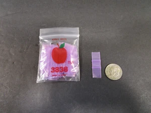100 Apple baggies 3838 3/8" x 3/8" mini PURPLE reclosable baggies bags 100pcs - Picture 1 of 2