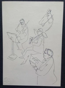 Werner Knoth Original Zeichnung beidseitig Orchester und Chor Unikat  - Bild 1 von 2