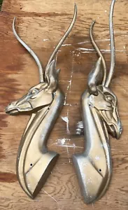Par de esculturas de pared de gacela de aluminio fundido vintage de Pendergrast San Francisco - Imagen 1 de 21