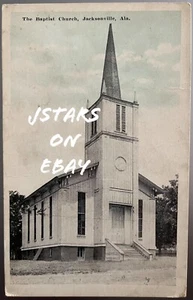 1910s 1920s JACKSONVILLE, AL, BAPTIST CHURCH BUILDING BLUE SKY POSTCARD - Picture 1 of 2