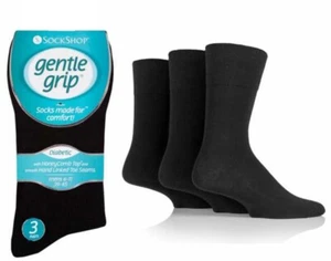 Calcetines para diabéticos para hombre ricos en algodón panal top no elásticos 3 pares agarre suave - Imagen 1 de 4