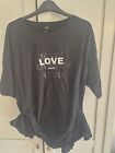 Women's River Island Black Love Print T-shirt Size 18 Great Condition 