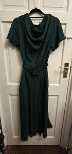 Emmy Design Dark Green Cowl Neck Maxi Dress Size 36/UK 8 1920s Retro Style - Picture 1 of 3