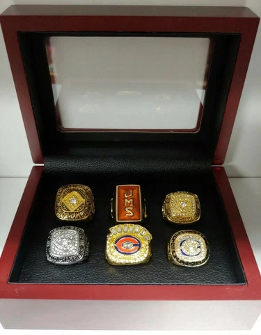 Chicago Bears - Championship Super Bowl 6 Ring Set With Wooden Box. Payton Perry Cover