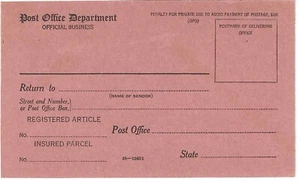 US PO Official Business Department Registered Receipt Form 3811 Rev. 4-54 Mint - Imagen 1 de 2