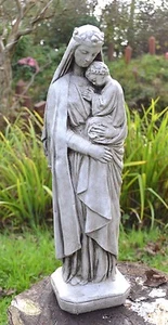 Madonna y niño blanco envejecido estatua religiosa piedra hogar jardín adorno 51cm/20 - Imagen 1 de 3