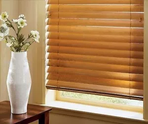 New 50mm Basswood Timber Venetian Blinds 60cm wide X 180cm drop- Oak Colour - Picture 1 of 10