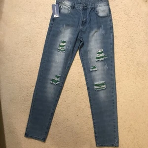 Womens Ripped Blue Jeans Lamkuku A903 Size 30 - Picture 1 of 9