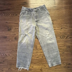 Y2K Karl Kani Jeans 90er Herren W32 L32 Grau Waschung Distressed Retro Getragen Baggy Fit - Bild 1 von 10