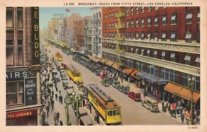 Los Angeles CA Broadway South from Fifth Street c.1930's Postcard A519 - Bild 1 von 2