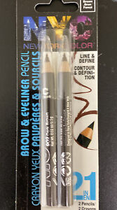 NYC Brow & Eyeliner Pencil, Line & Define 2 Pencils, Shade: 902 Dark Brown