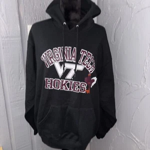 Vintage Y2K Virginia Tech Hokies Collegiate Black Hoodie Jerzees Large - Picture 1 of 7