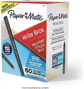 Write Bros. Ballpoint Pens, Medium Point (1.0mm), Black, 60 Count - Picture 1 of 5