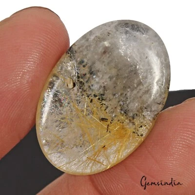 26.50 Ct Natural Untreated Rutile Oval Cab Pendant Size Loose Gems For Jewelry - Image 1 of 4