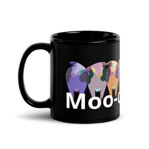 Mooorning Cow Black Glossy Mug Cow and Cattle Lovers Fun Morning Coffee Cup - Picture 1 of 9