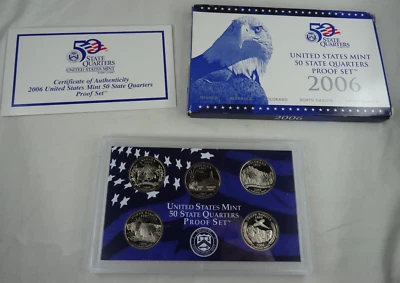 2006-S US Mint Statehood Quarters Proof Set 5 Coins Box & COA OGP Cameo - Image 1 of 4