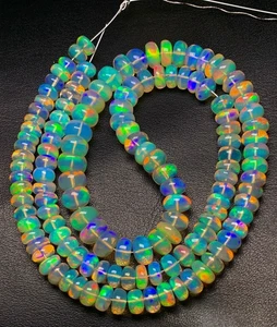 Top Grade!! Quality Natural Ethiopian Opal Gemstone,Smooth Roundel Beads 6-8 MM - Picture 1 of 18