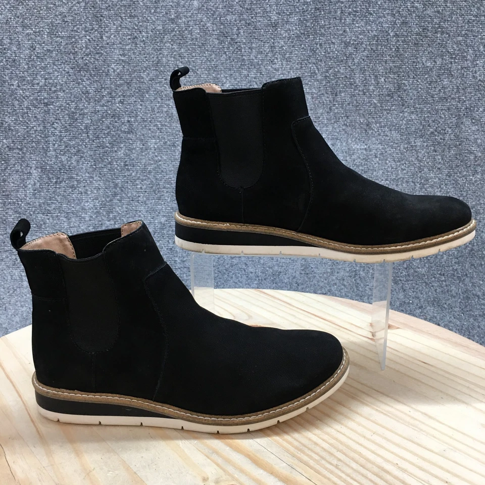 Me Too Ankle Boots Womens 8M Black Avey Chelsea Round Toe Pull On Casual Leather - Image 1 of 4