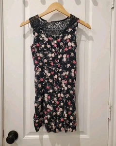 The Childrens Place Girls Romper Shorts Black Floral Size Large NWT - Picture 1 of 7
