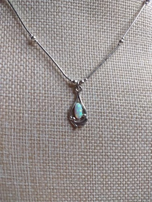 Sterling Silver Opal Necklace 7/8" Pendant 15" Necklace made in USA Sunrise - Image 1 of 4