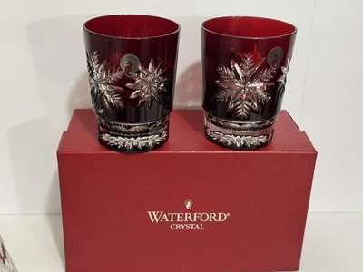 Waterford Snow Crystals Ruby Red Double Old Fashioned Crystal Glassware Set - Image 1 of 4