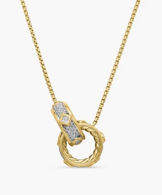 Colgante Doble Renacimiento Moderno David Yurman YG con Pavé Completo de Diamantes Foto 1 de 4