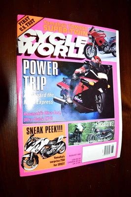 Cycle World Magazine August 1991 Yamaha TDM850 Super-Twin Kawasaki ZX-11 Foto 1 de 3