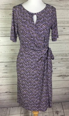 Anne Klein Women’s Multicolor Geo Print Keyhole Faux Wrap Stretch Dress Size M - Image 1 of 4