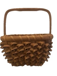 Vintage Porcupine Curl Square Weaved Holden Brown Storage Basket W/Handle - Picture 1 of 9