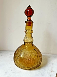 Vintage Tiara Indiana amber Chantilly Green Sandwich Decanter & Stopper.. - Picture 1 of 14