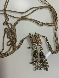 VINTAGE EMMONS Circa 1940's Signed Gold Tone 38”Lariat Lantern Tassel Chain - Picture 1 of 6