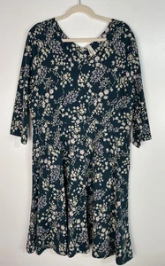 Pact Kleid XXXL Blumen Midi Herbst Cottagecore Bio Baumwolle Taschen Stretch - Bild 1 von 13