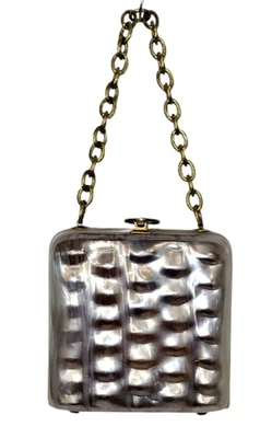WALBORG Vintage 1950s Wavy PEARL SWIRL LUCITE GOLD Chain Evening Handbag S FS!! - Image 1 of 4