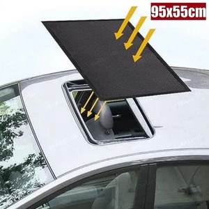 1Pc 95x55cm Black Magnetic Automotive Moonroof Mesh Breathable Sun Shade Cover - Bild 1 von 7