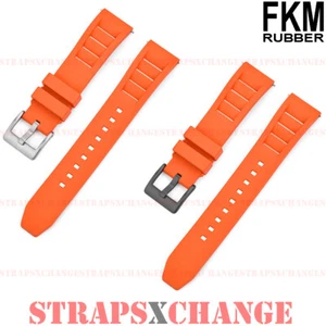 FKM Rubber Vented Shark Fin ORANGE Watch Strap Band Quick Release Bars - Picture 1 of 11